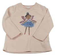 Světlerůžová fleecová pyžamová mikina s vílou s flitry PRIMARK