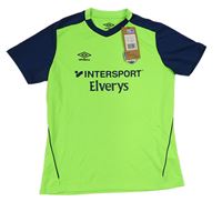 Nový - křiklavě zeleno-tmavomodrý funkční fotbalový dres se znakem UMBRO
