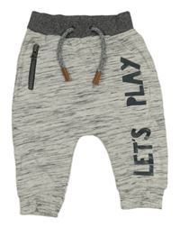 Šedo-bílo-černo-antracitové melírované turecké tepláky s nápisem zn. Mothercare