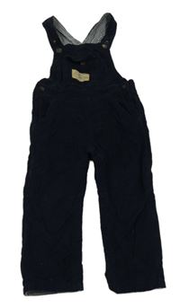 Tmavomodré manšestrové laclové podšité kalhoty s nášivkou ZARA