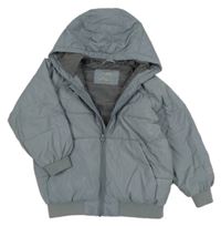 Břidlicový prošívaný šusťákový zateplený bomber s kapucí ZARA