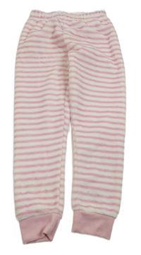 Bílo-světlerůžové pruhované plyšové kalhoty alive