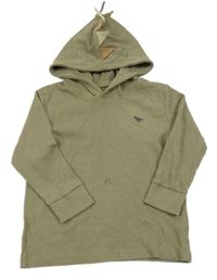 Khaki žebrované mikinotriko s dinosaurem a kapucí s ostny Next