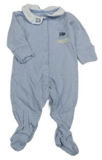 Modro-bílý pruhovaný overal s mašinkami a límečkem Next