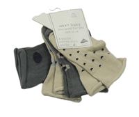 Nové - 4x - Ponožky - 2x - Béžové se vzorem a květy, 2x - tmavošedé s květy a puntíky Next