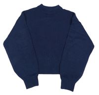 Tmavomodrý pletený crop svetr H&M