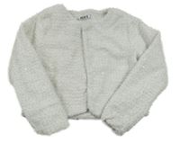 Bílé vzorované třpytivé teplé podšité bolérko s flitry MIN'S