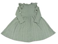 Olivovo-šedé melírované žebrované úpletové šaty SHEIN