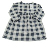 Nové - tmavomodro-světlešedé kostkované šaty PRIMARK