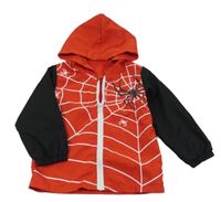 Červeno-černá šusťáková bunda s pavouky a kapucí SHEIN