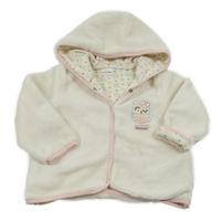 Smetanová plyšová podšitá bunda se sovičkou a kapucí BORNINO