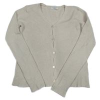 Světlebéžový melírovaný žebrovaný úpletový propínací crop svetr PRIMARK