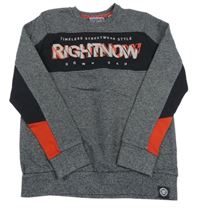 Antracitovo-černo-červená mikina s nápisy C&A