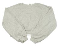 Světlešedá melírovaná crop mikina s nápisy H&M