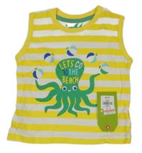 Nové - žluto-bílé pruhované tílko s chobotnicí Rebel