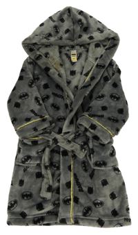 Tmavošedý plyšový župan s Batmany a kapucí C&A