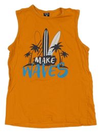 Pomerančové tílko se surfy a nápisy Y.F.K.