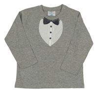 Šedé melírované triko s tištěným motýlkem Topomini