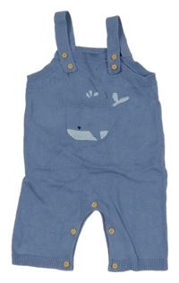 Modré pletené laclové kalhoty s velrybou/kapsou St. Bernard