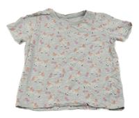 Šedé melírované tričko s jednorožci PRIMARK