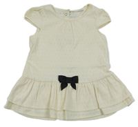 Smetanové vzorované šaty s mašlemi