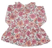 Smetanové vzorované šaty s kytičkami a límečkem Nutmeg