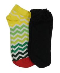 2x - Ponožky - Bílo/barevno/žluto/červené vzorované, černé