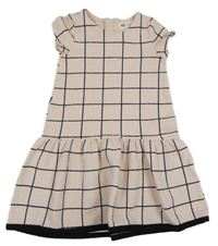 Světlepudrovo-černé kostkované mačkané šaty H&M
