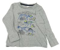 Šedé melírované pyžamové triko s kostrami dinosaurů C&A