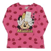 Nové - tmavorůžové puntíkaté triko s Minnie Disney