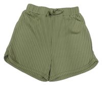 Khaki žebrované sukňové kraťasy 