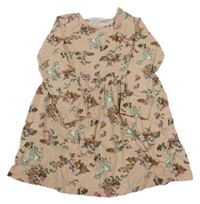 Pudrové šaty se zvířátky a kytičkami H&M