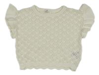Bílá ažurová svetrová crop vesta s volánky H&M