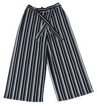 Černo-modro-bílé pruhované culottes kalhoty s páskem New Look