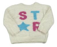 Krémový chlupatý svetr s písmeny hvězdičkou Matalan