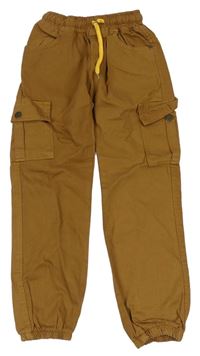 Béžové plátěné cargo cuff kalhoty 
