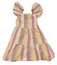 Barevné pruhované plátěné šaty Matalan