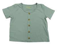 Zelené žebrované crop tričko s knoflíky zn. Primark