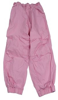 Růžové plátěné cuff kalhoty zn. Primark