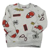 Světlešedá melírovaná mikina se Spidermanem zn. Primark