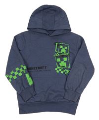 Tmavomodrá mikina s Minecraft a kapucí