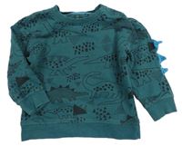 Tmavozelená mikina s dinosaury Mothercare