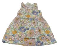 Světlezeleno-růžovo-modré květované bavlněné šaty H&M