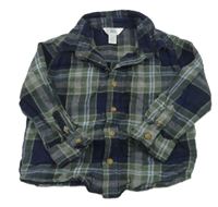 Khaki-tmavomodro-modrá kostkovaná košile M&Co.