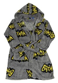Šedý chlupatý župan s Batmanem a kapucí Rebel