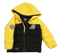 Hořčicovo-černá basketbalová šusťáková zimní bunda s kapucí - LA Lakers Primark