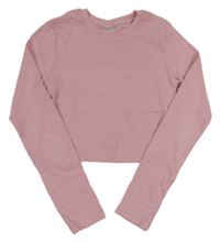Růžové žebrované crop triko Matalan
