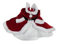 Červeno-bílé sametovo/tylové šaty - paní Santová