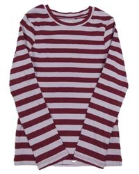 Lila-vínové pruhované žebrované triko Next