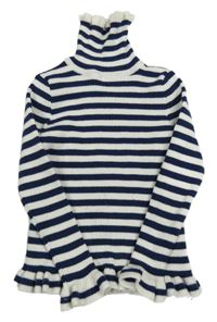 Tmavomodro-bílý pruhovaný žebrovaný svetrový rolák Primark